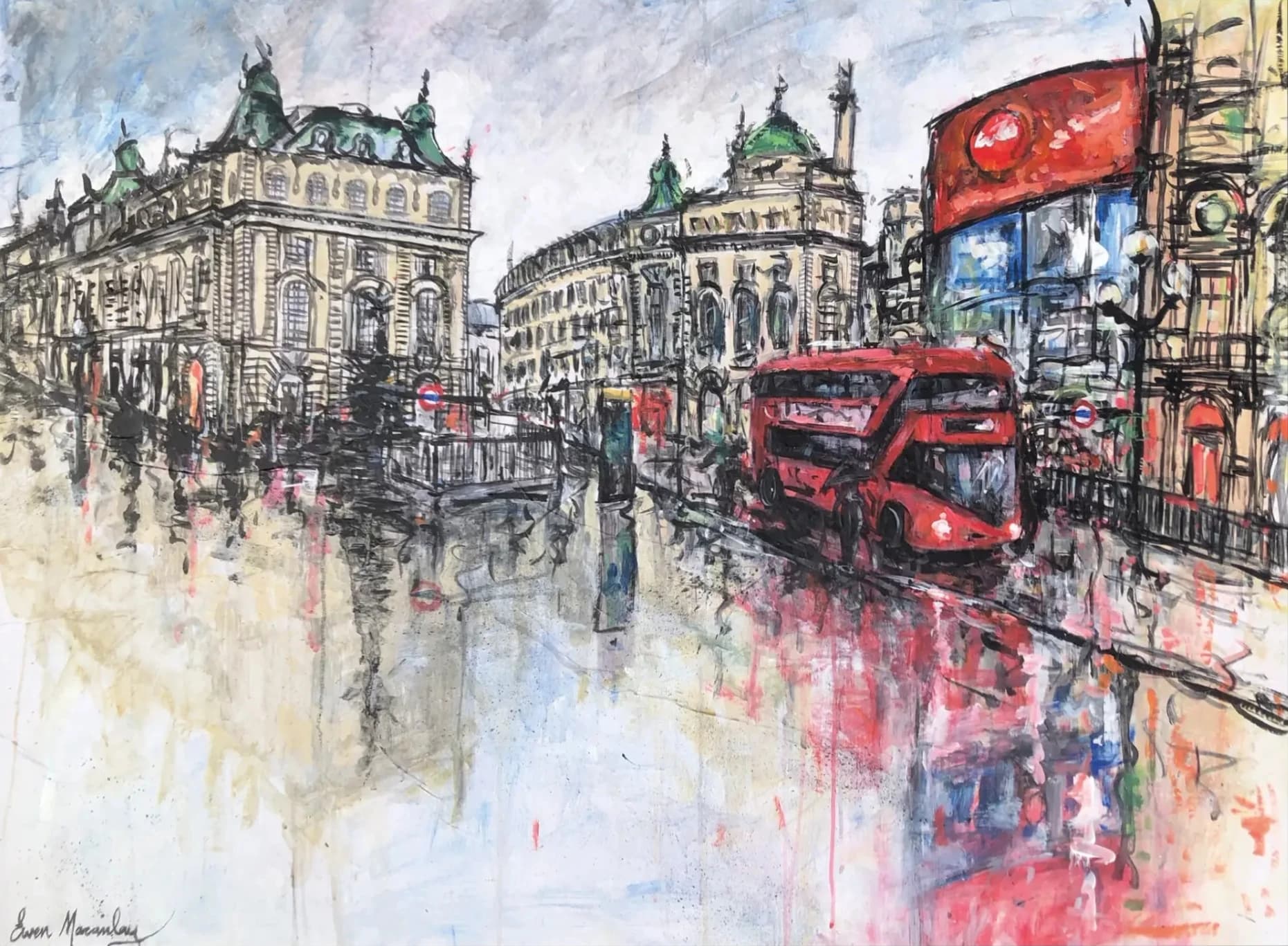 London, Piccadilly Circus in the rain