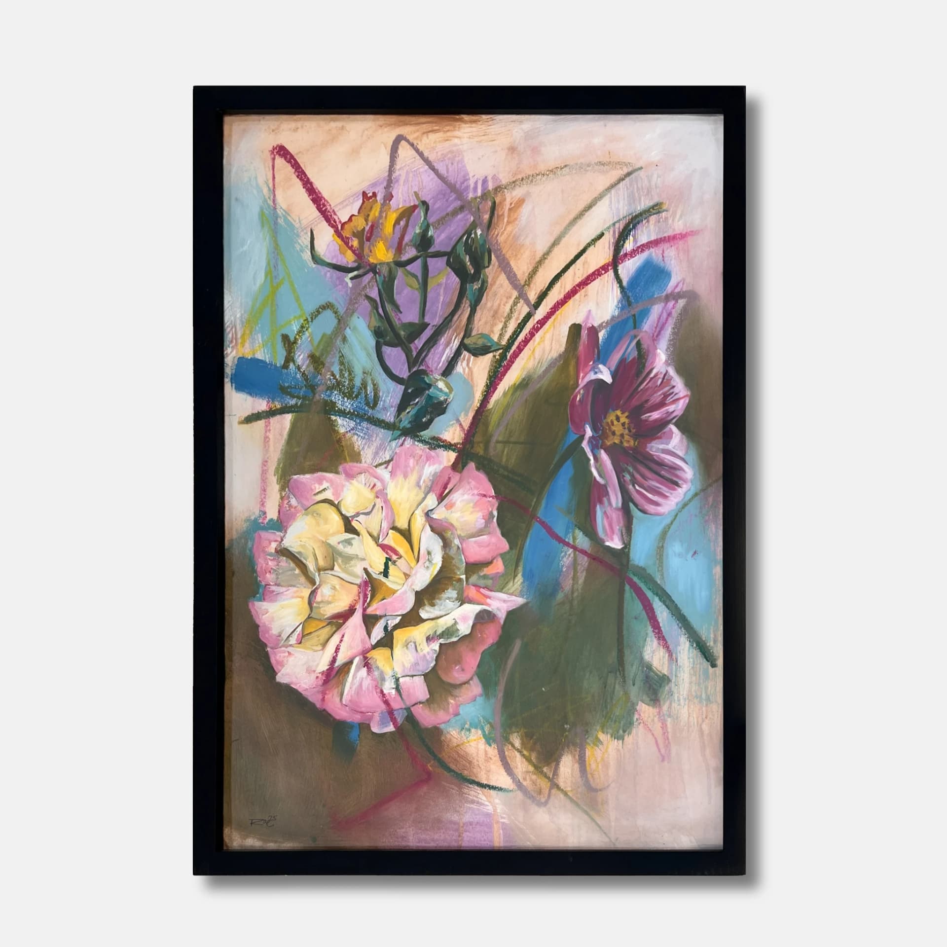 Roses and Cosmos — alternate view
