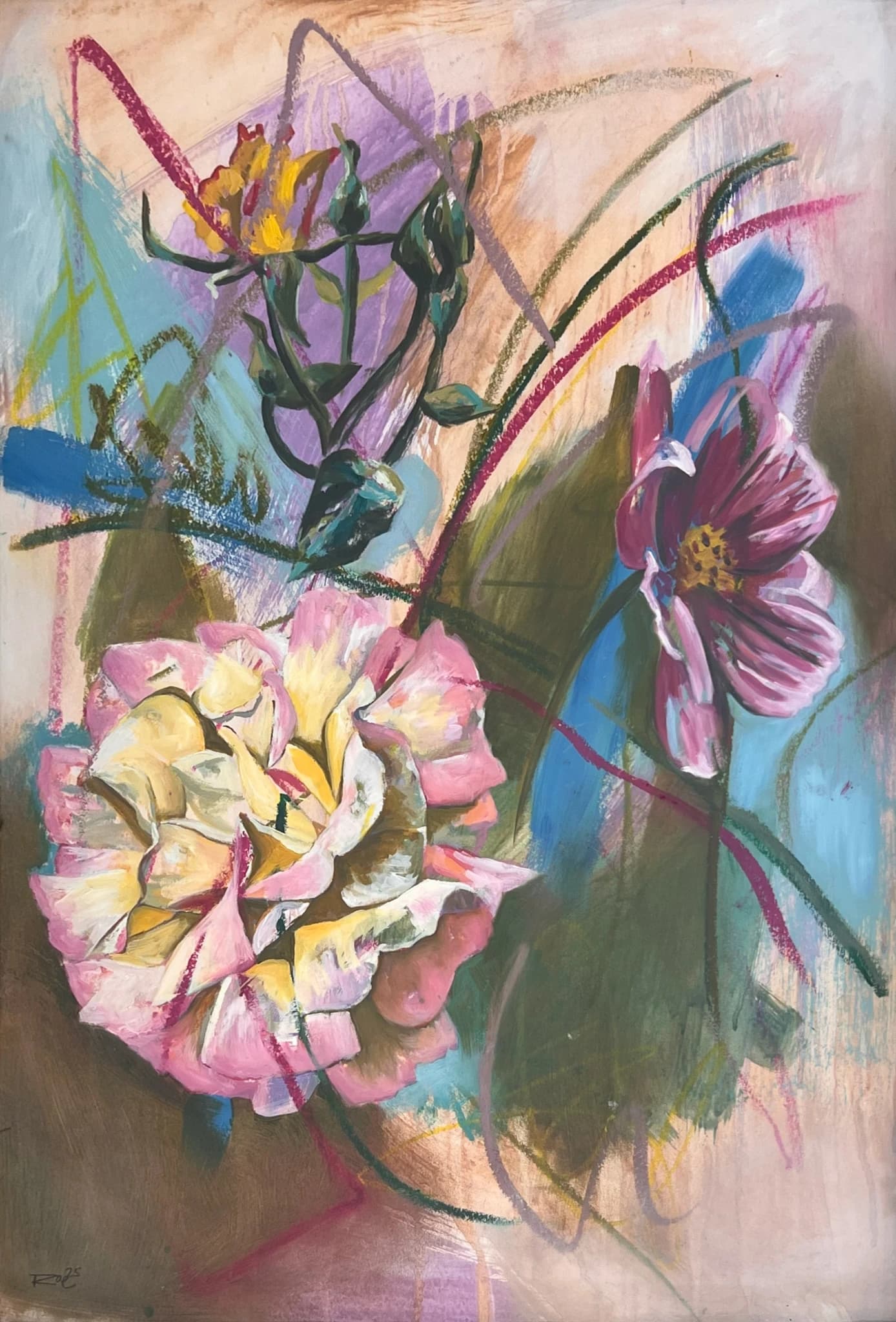 Roses and Cosmos
