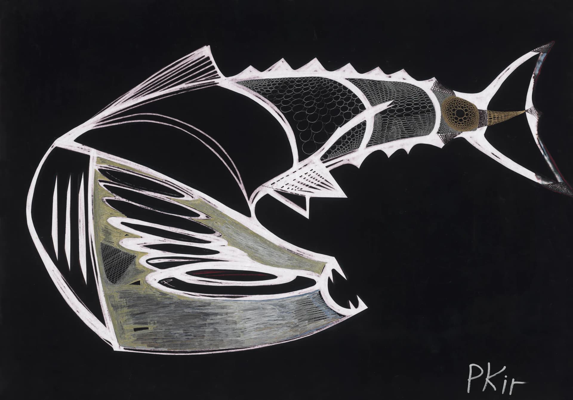 Fish artwork displayed at a venue