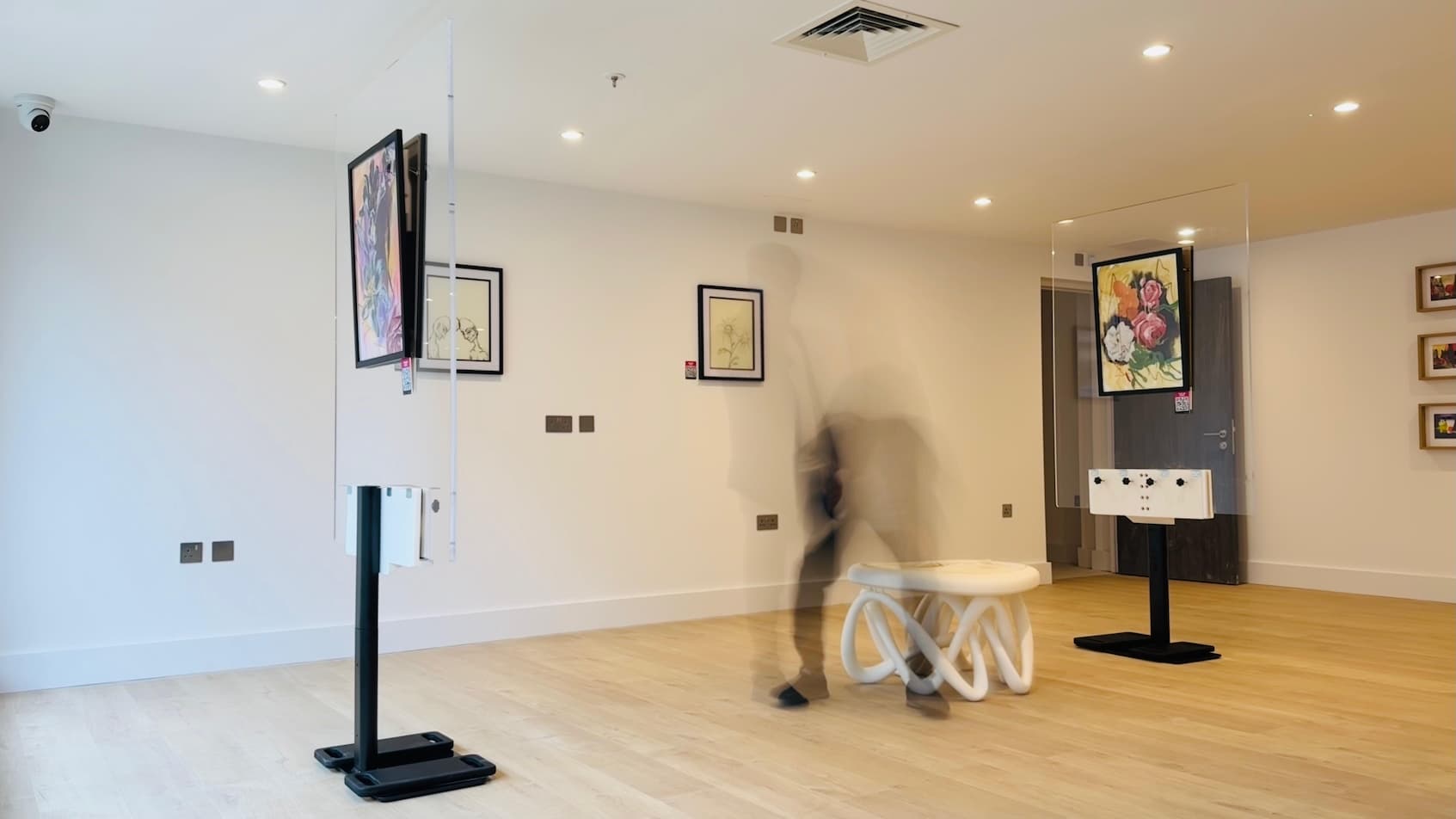 Curated artworks displayed across a hospitality property