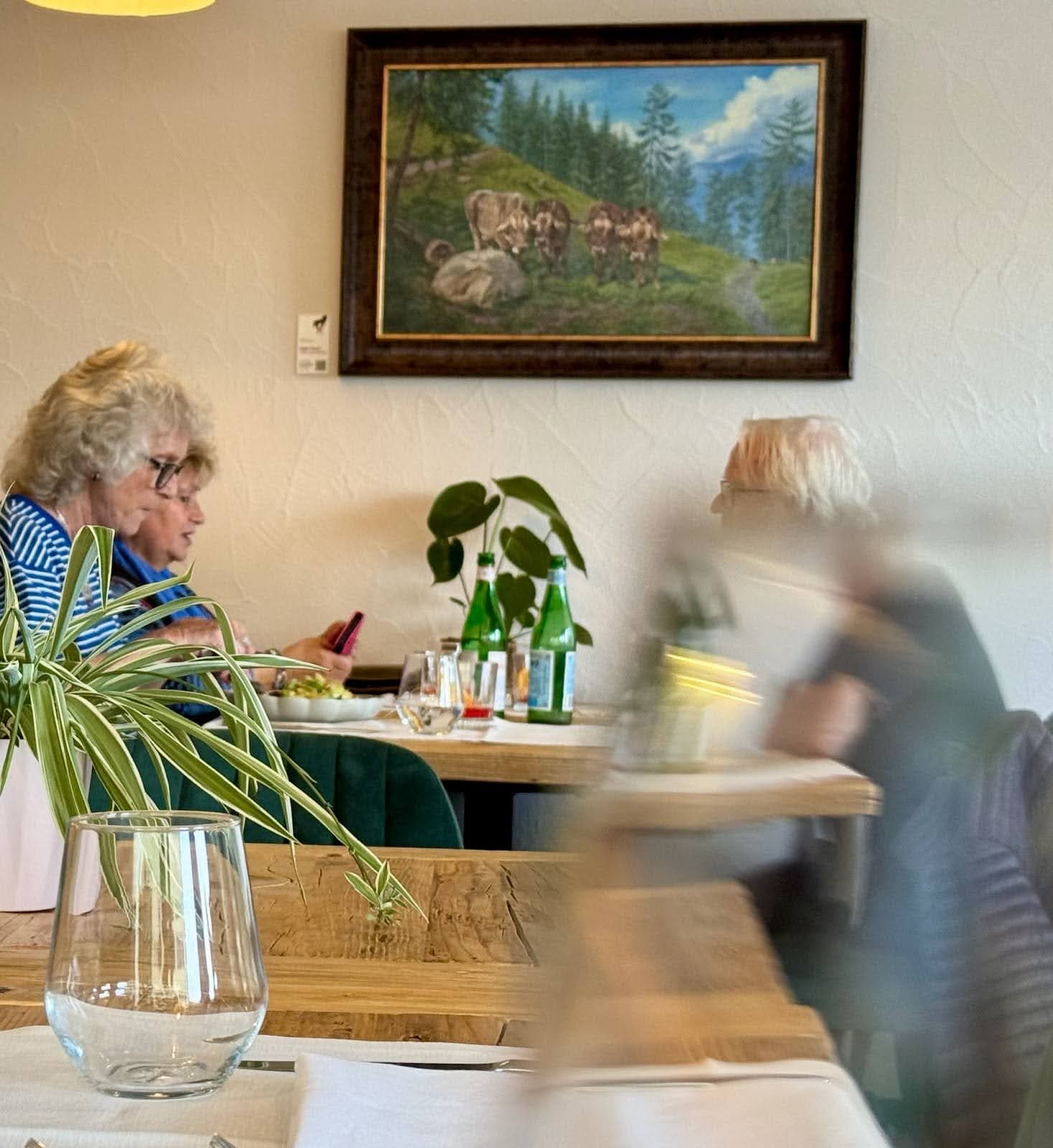 Art displayed in a restaurant interior
