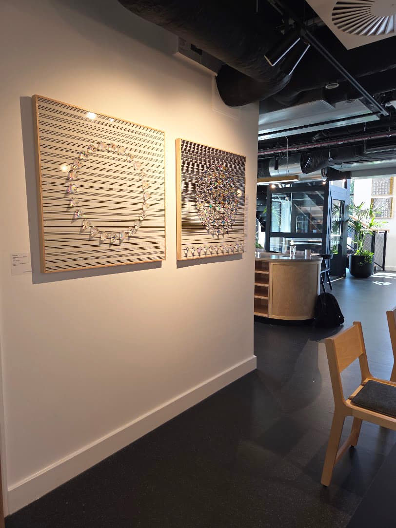 PickArt Indie QR code incorporated into an artwork label at an independent exhibition at Science Creates by Peta Jacobs