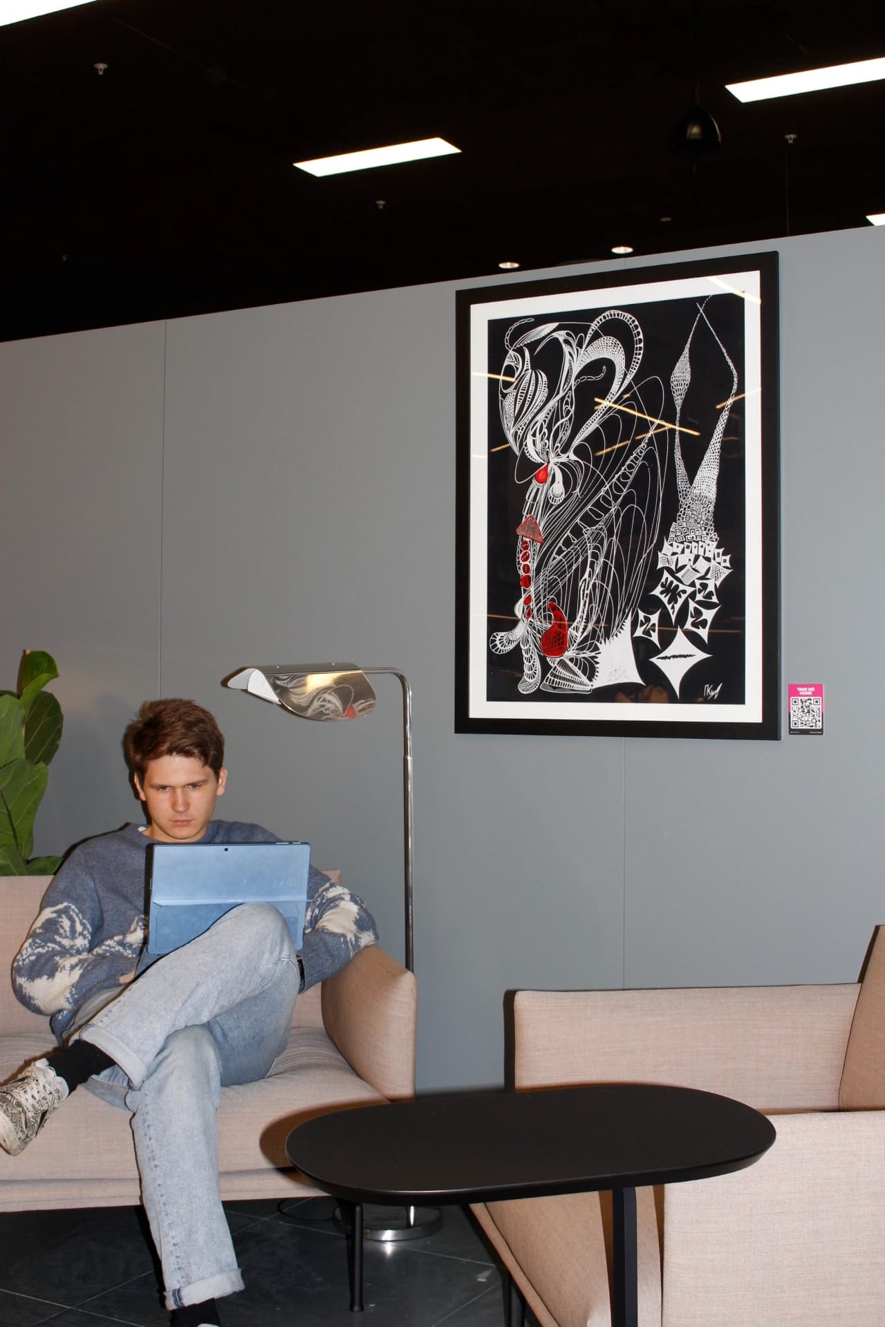 Original Pavel Kir artwork displayed via PickArt Consignment at Oneder White City, a London co-working space